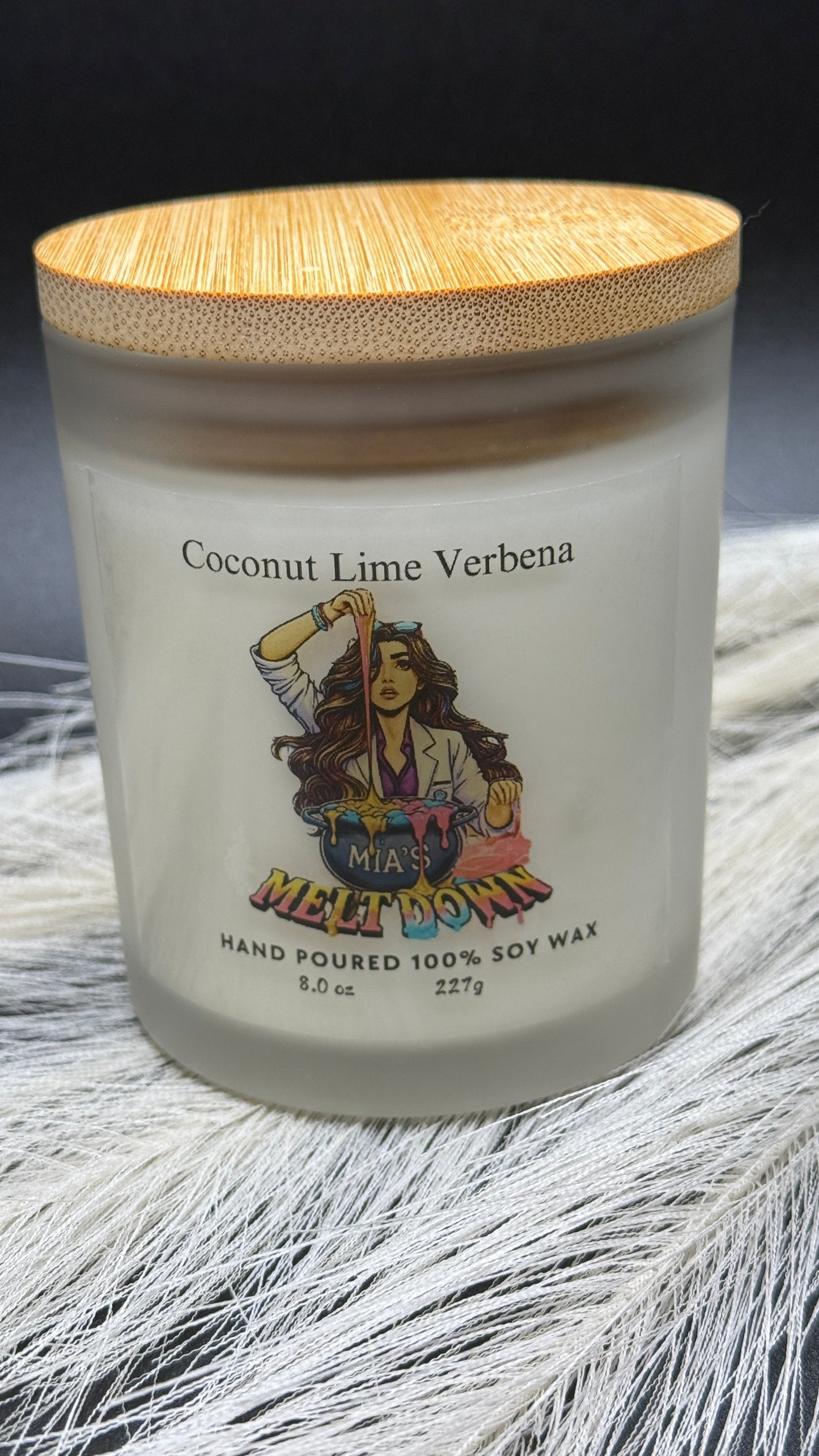 Coconut Lime Verbena Fragrance Soy Wax Candle, 8 oz (LOGO)