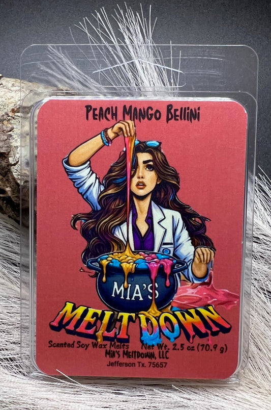 "Peach Mango Bellini" Scented Soy Wax Melt 2.5 oz